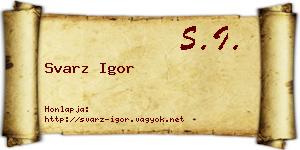 Svarz Igor névjegykártya